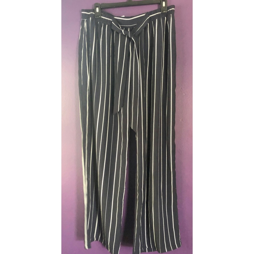 Navy Blue Stripes Palazoo Pants